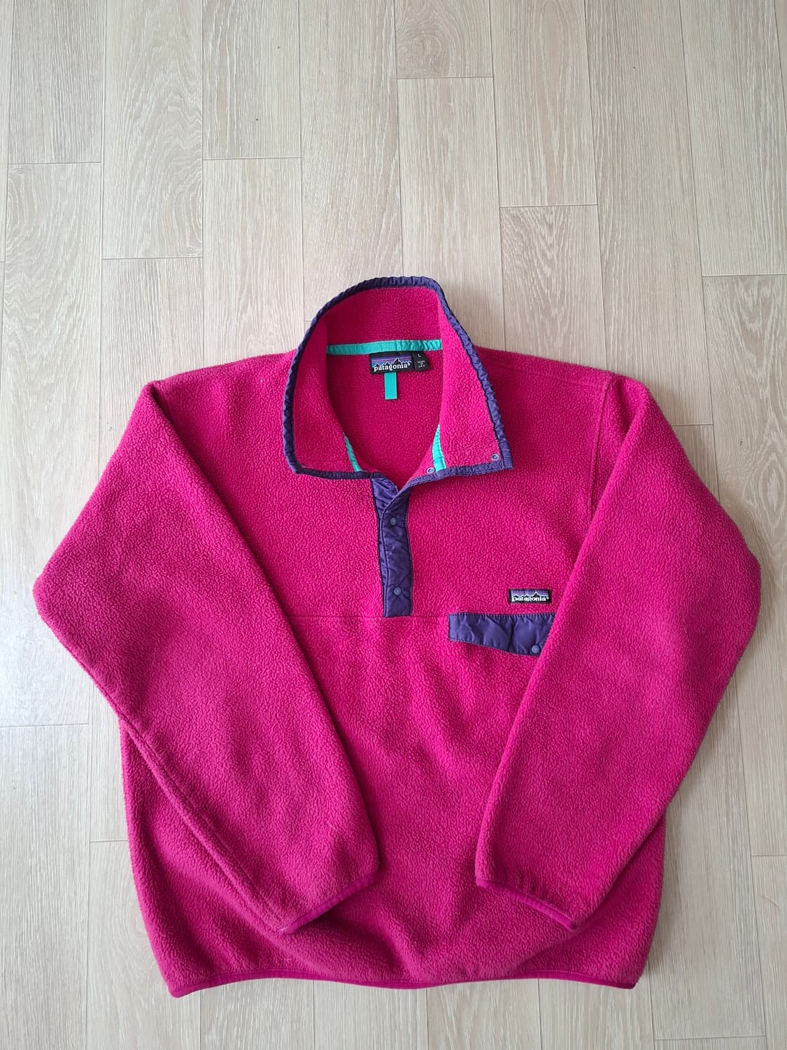 L 파타고니아 90s usa 빈티지 신칠라 핑크 플리스 풀오버 상품이미지1