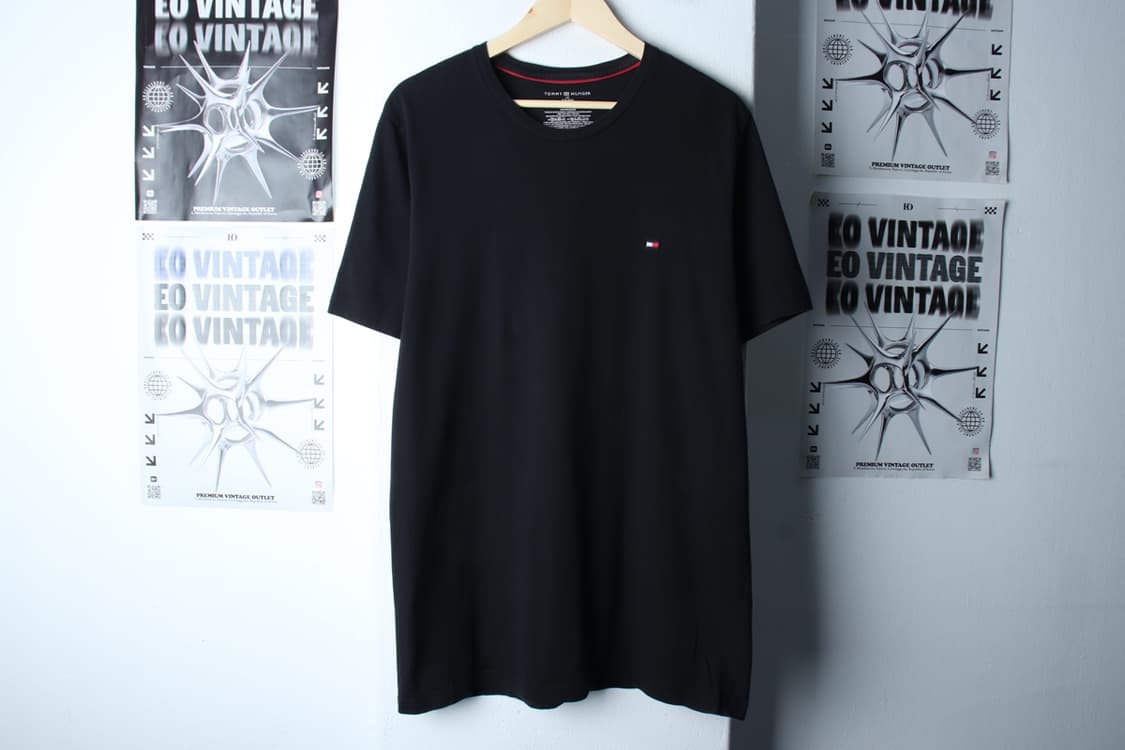 (L-XL) 타미힐피거 반팔 티셔츠 루즈핏 스몰로고 블랙 기본-7B7E 상품이미지2