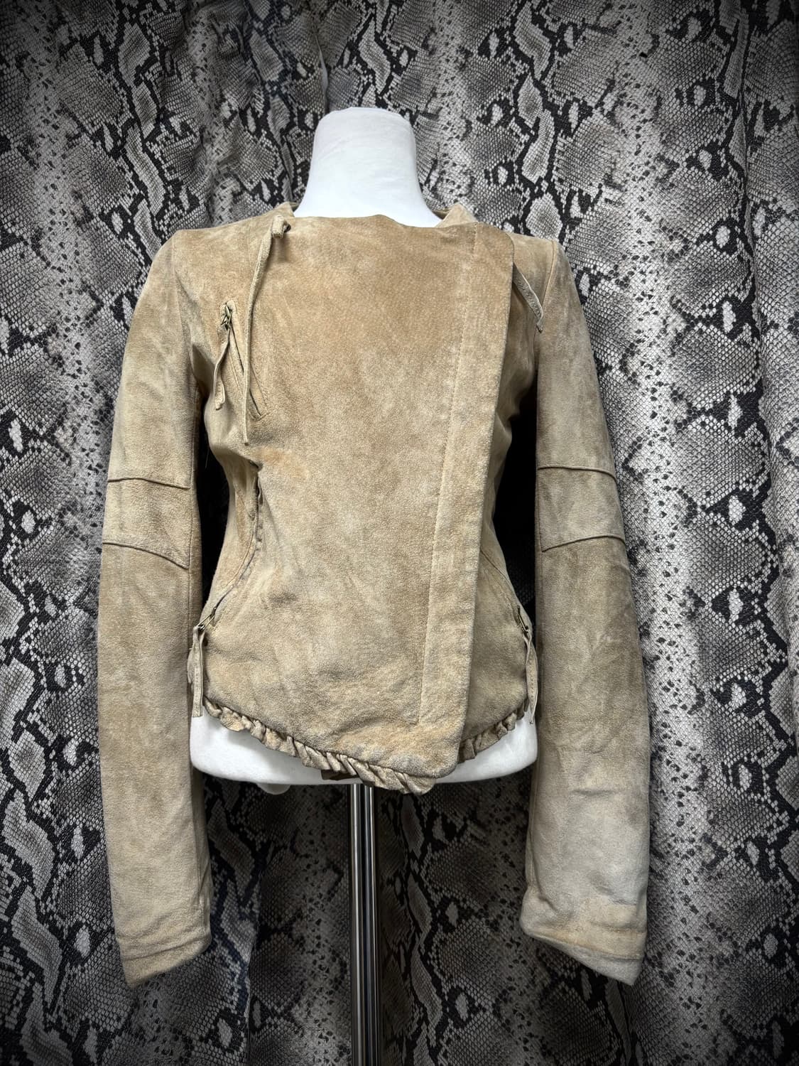 [Y2K] Bomber-Fit Draped Beige PorkSkin N 상품이미지5