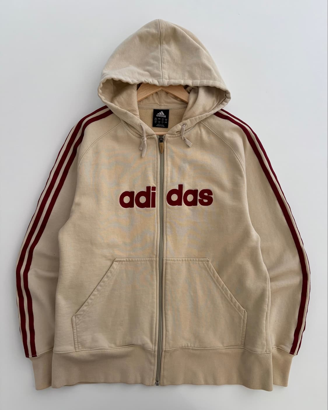 Adidas 아디다스 베이지/레드 레터링 코튼 후드집업 상품이미지3