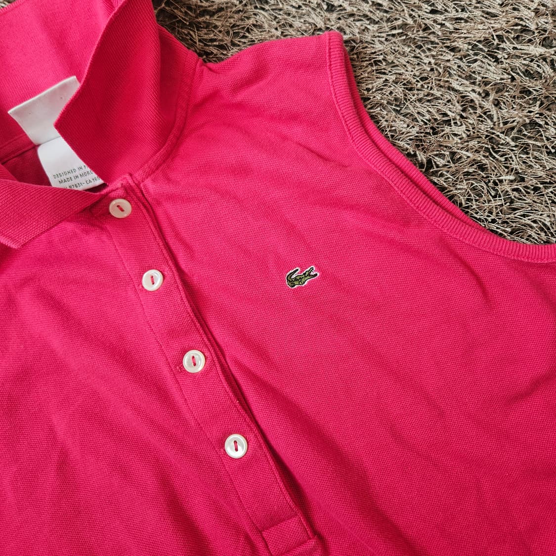 라코스테(Lacoste) 핑크 슬리브리스 PK 폴로 티셔츠 38 상품이미지3
