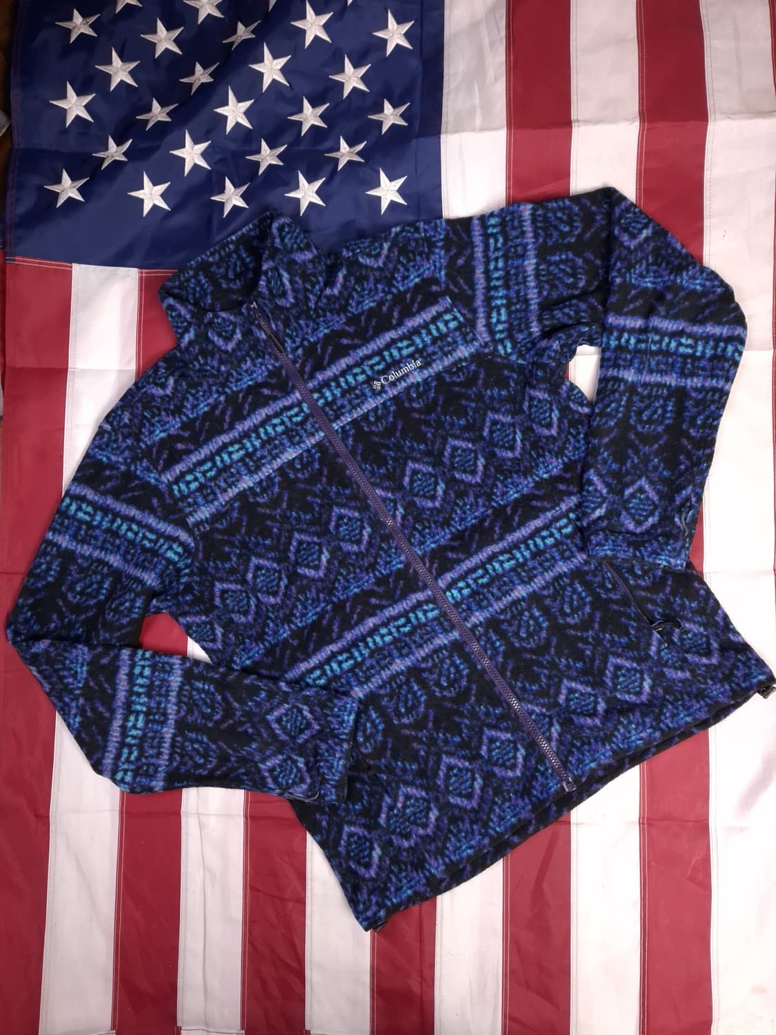 오리지날 컬럼비아 에스닉 블루멀티칼라 후리스 상품이미지1