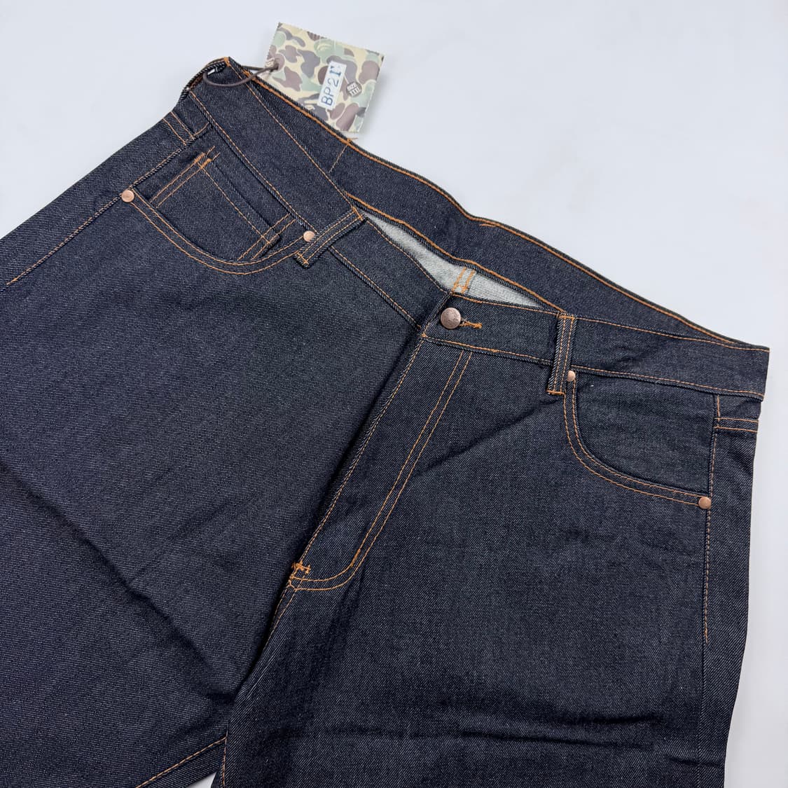 (새상품) 베이프 에이프 헤드 자수 버뮤다 데님팬츠 상품이미지3