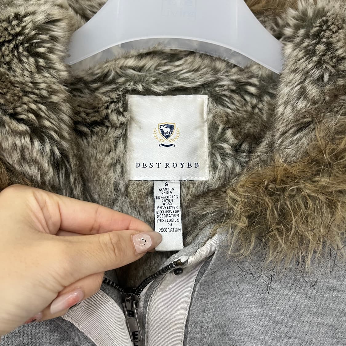 아베크롬비 디스트로이드 울프죠 자수로고 그레이 후드집업 상품이미지6