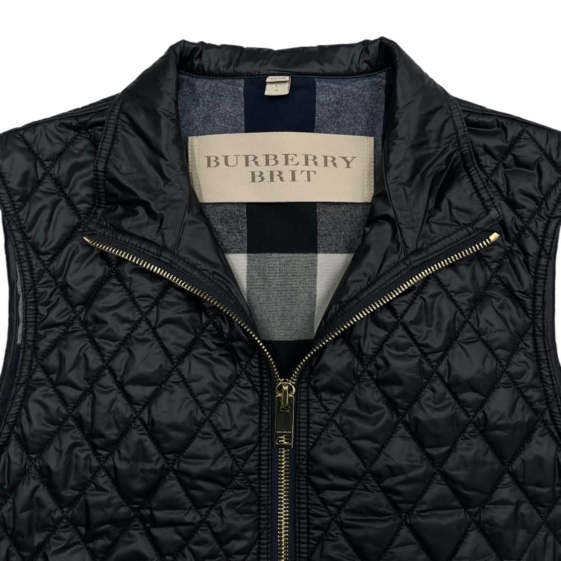 버버리 블랙 다이아 퀼팅 금장 베스트 L 상품이미지5