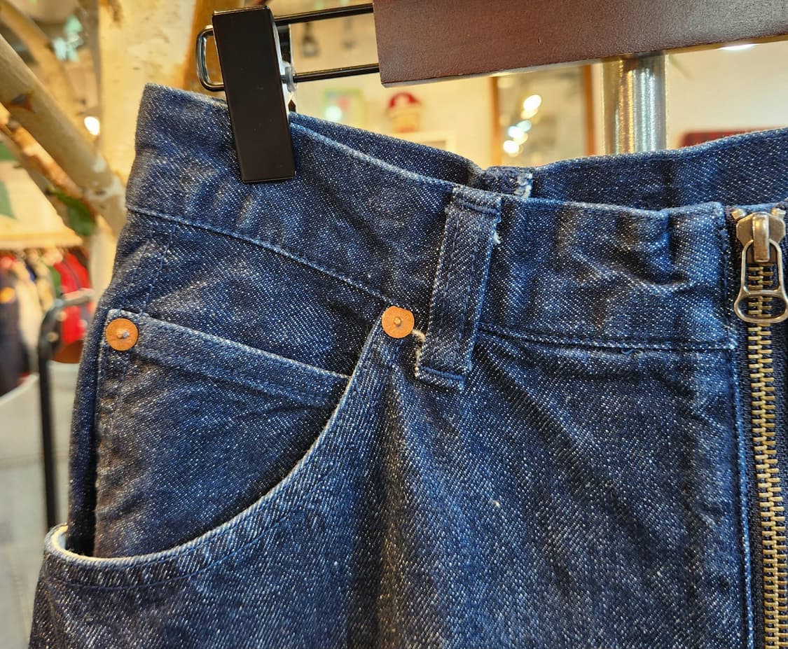 일본산 인디고 프론트 지퍼 A라인 플레어 데님 스커트 상품이미지3