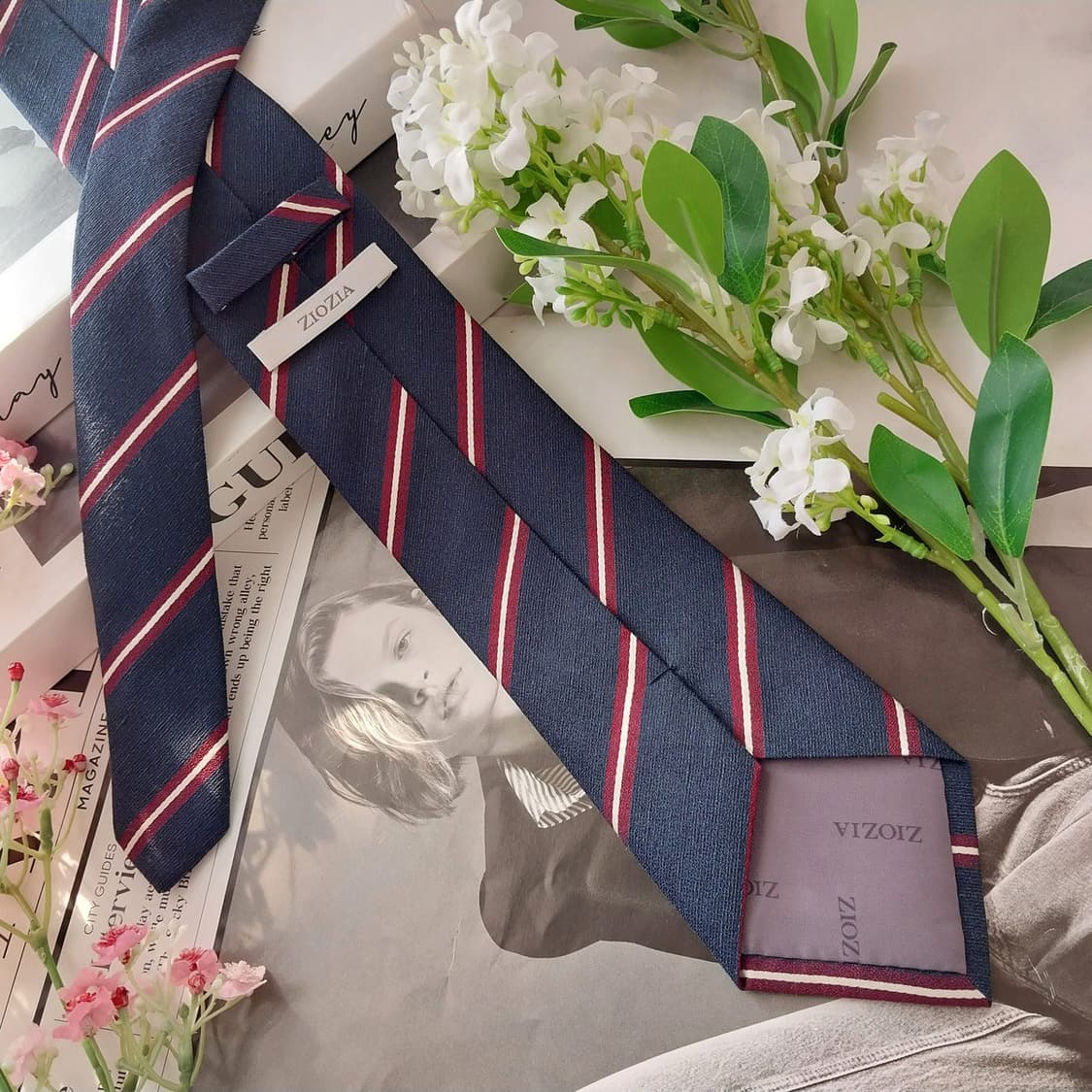 지오지아 네이비 스트라이프 넥타이 7.6cm A+등급 K2081 상품이미지5