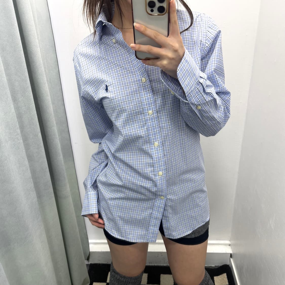 랄프로렌 블루 체크 슬림핏 셔츠 상품이미지2