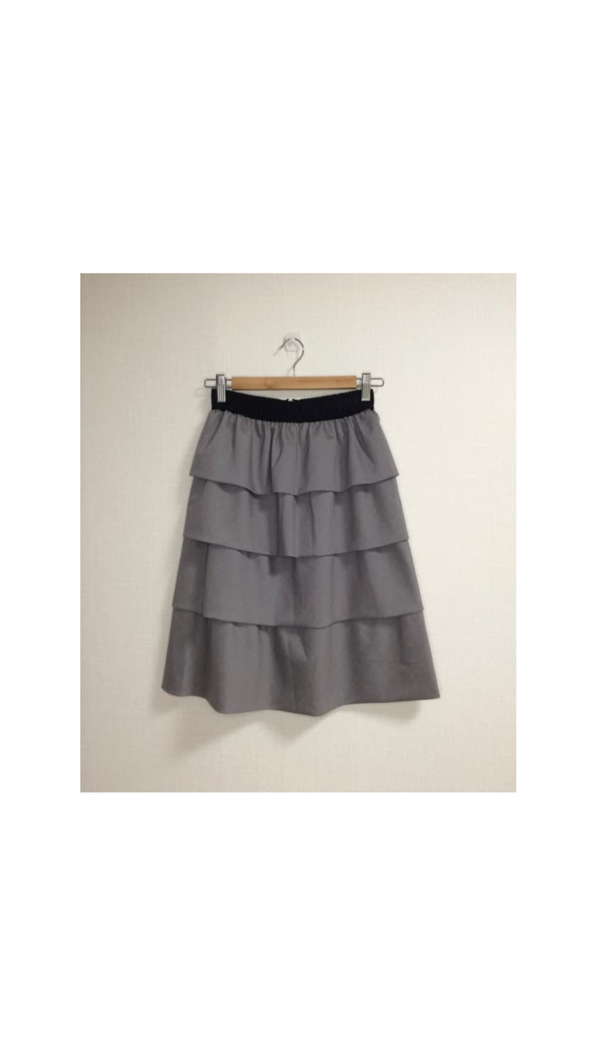 빈티지 그레이 프릴 밴딩 미디스커트 상품이미지1