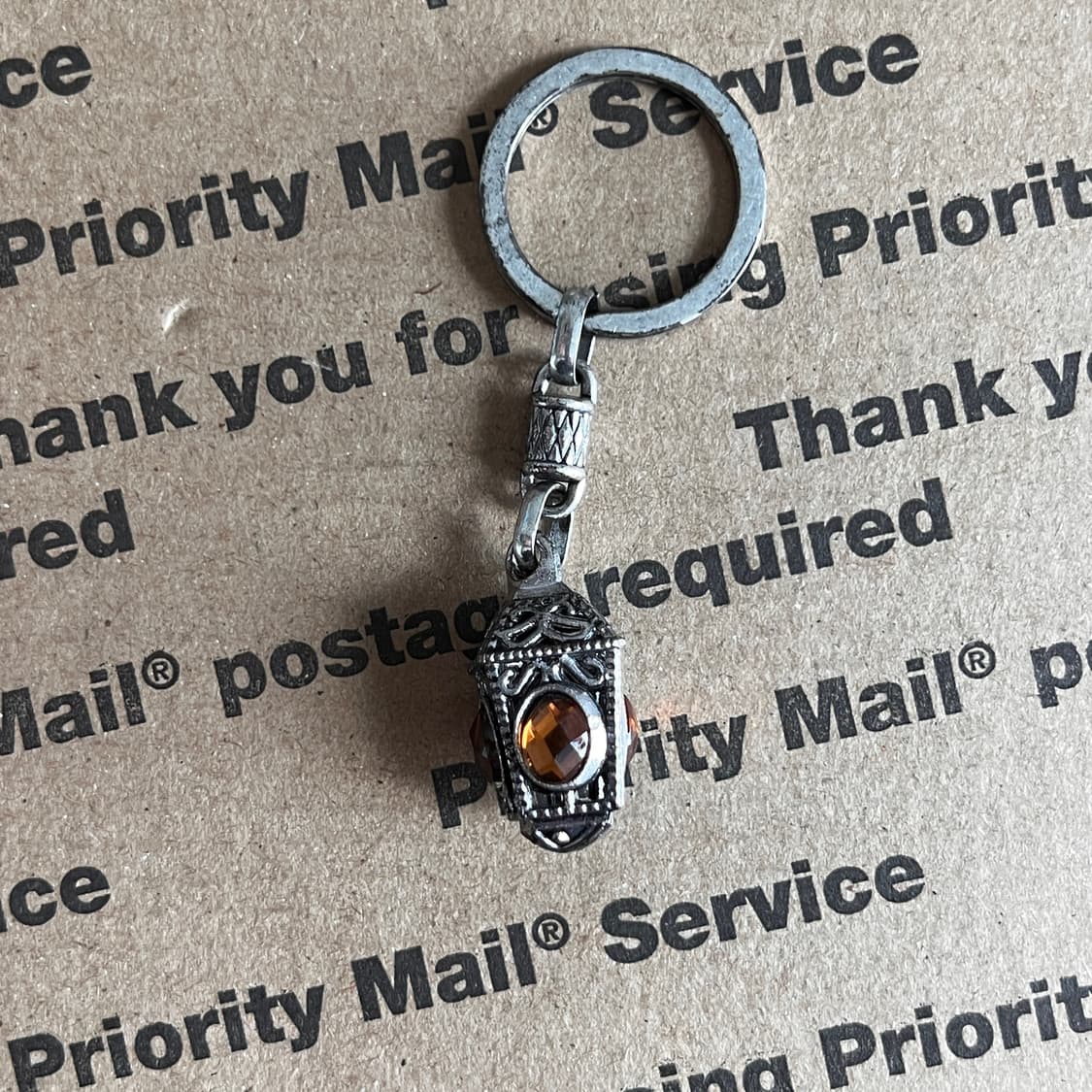 90s vtg Amber Jewel Lantern Keyring 상품이미지2