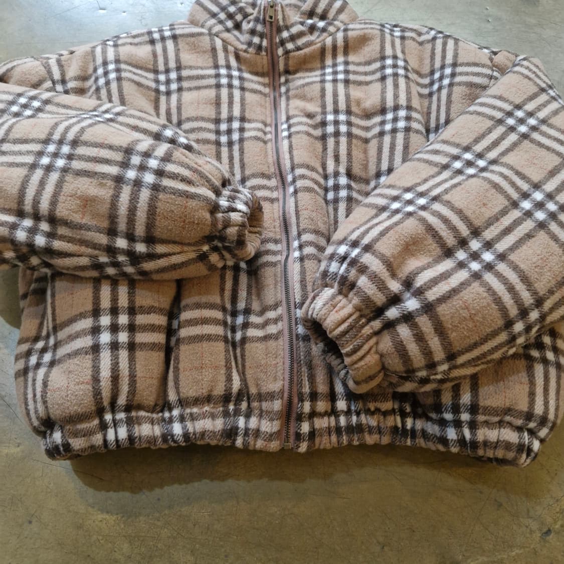 체크 패턴 크롭 패딩 F 상품이미지2