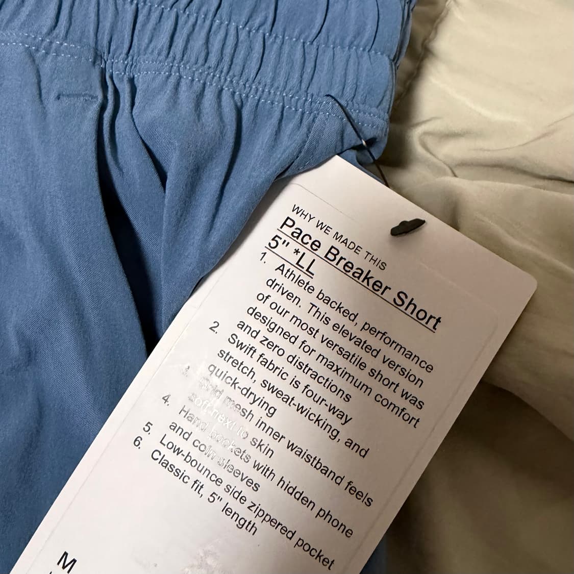 룰루레몬 페이스 브레이커 남성 5인치 m 사이즈 새상품 판매합니다. 상품이미지2