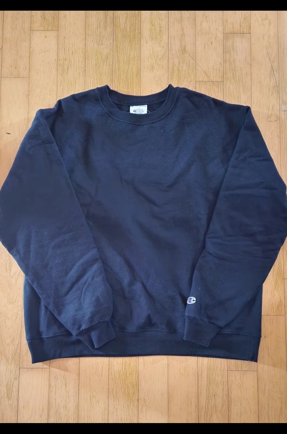 (Champion) 챔피언 검정 기모 맨투맨 티셔츠 XL (슬림) 상품이미지1