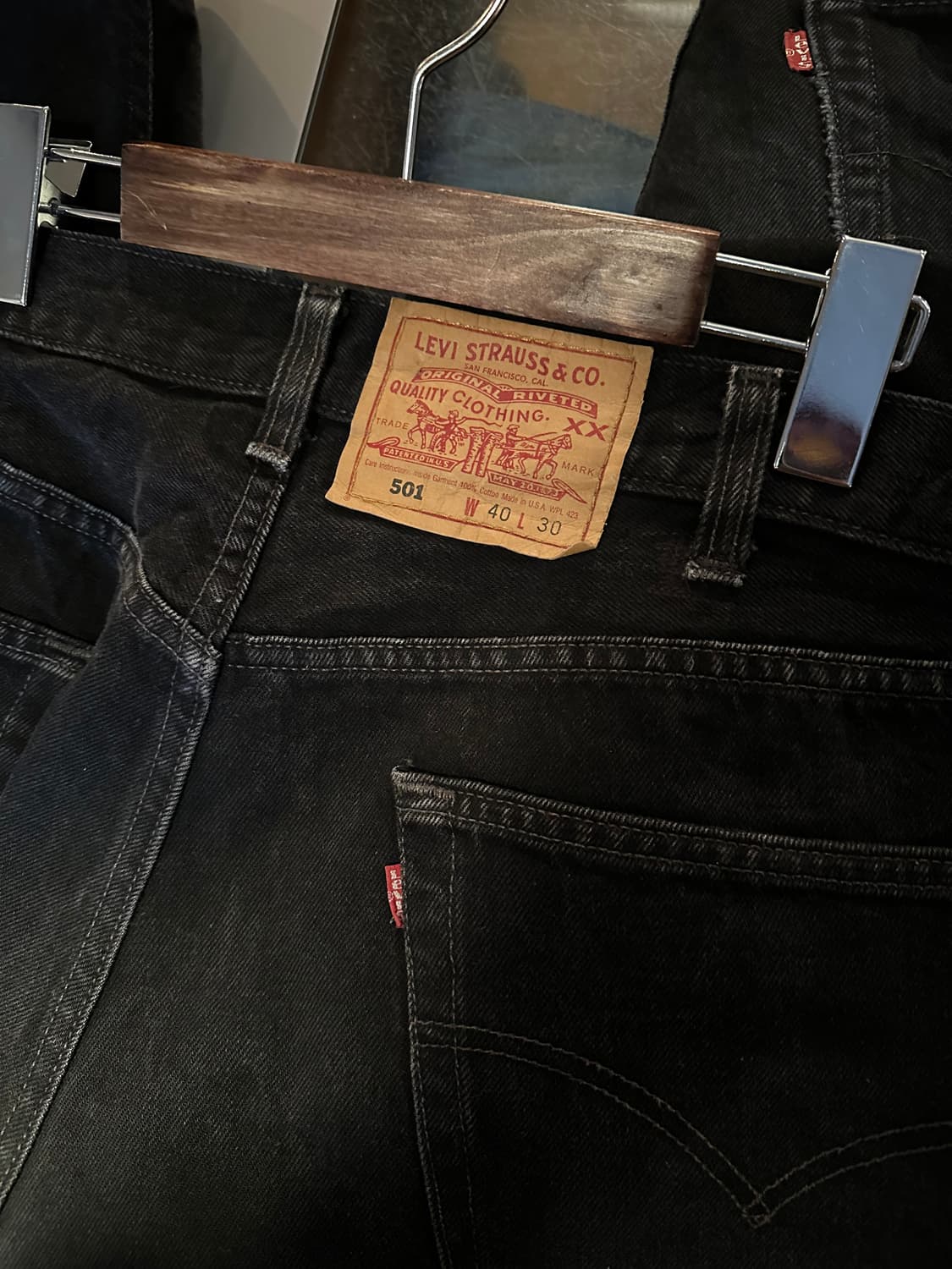 90s USA 빈티지 리바이스 501 0660 블랙진 흑청 데님 팬츠 상품이미지5