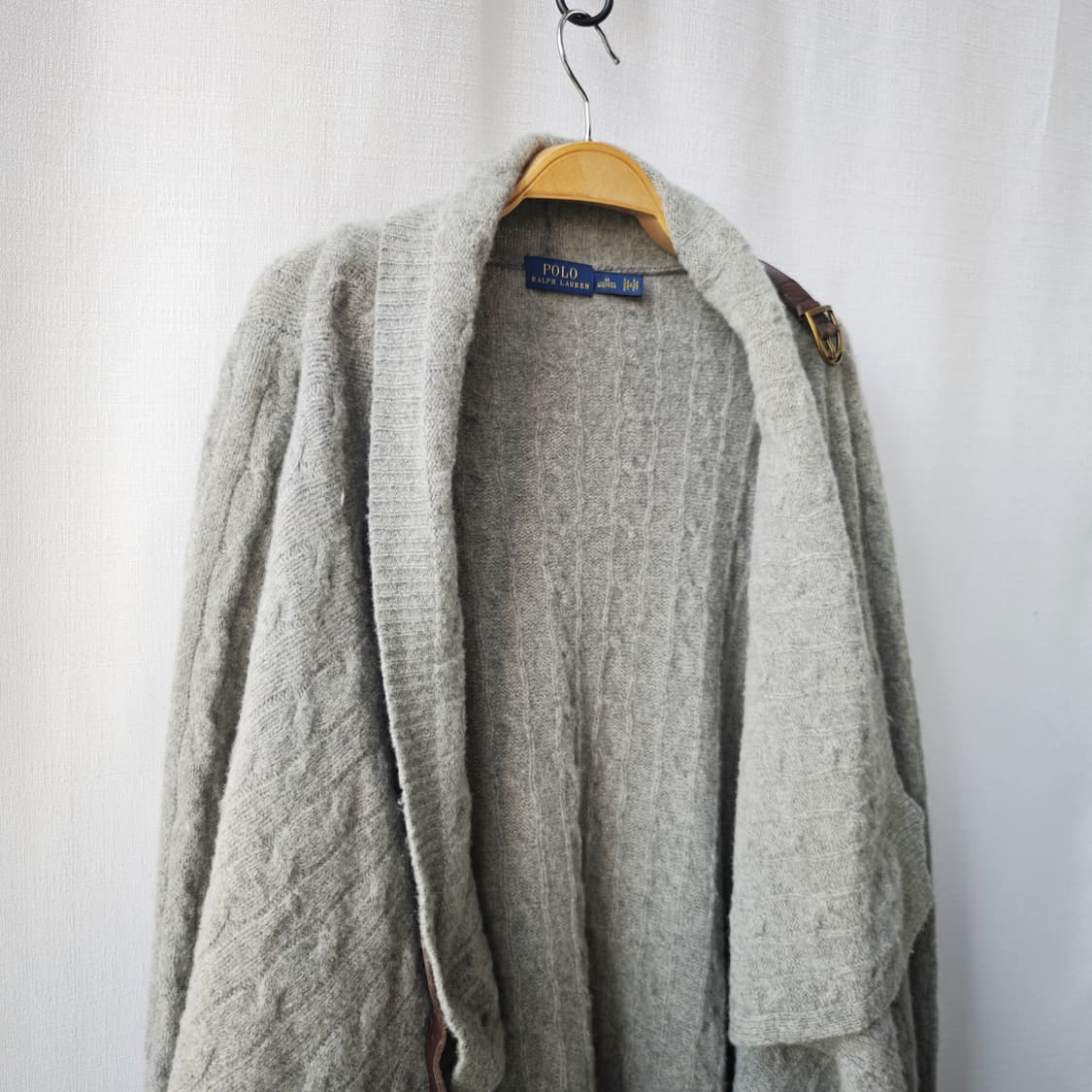 폴로 랄프로렌 울 캐시미어 소가죽스트랩 워머 니트 가디건 라이트그레이 M 상품이미지7