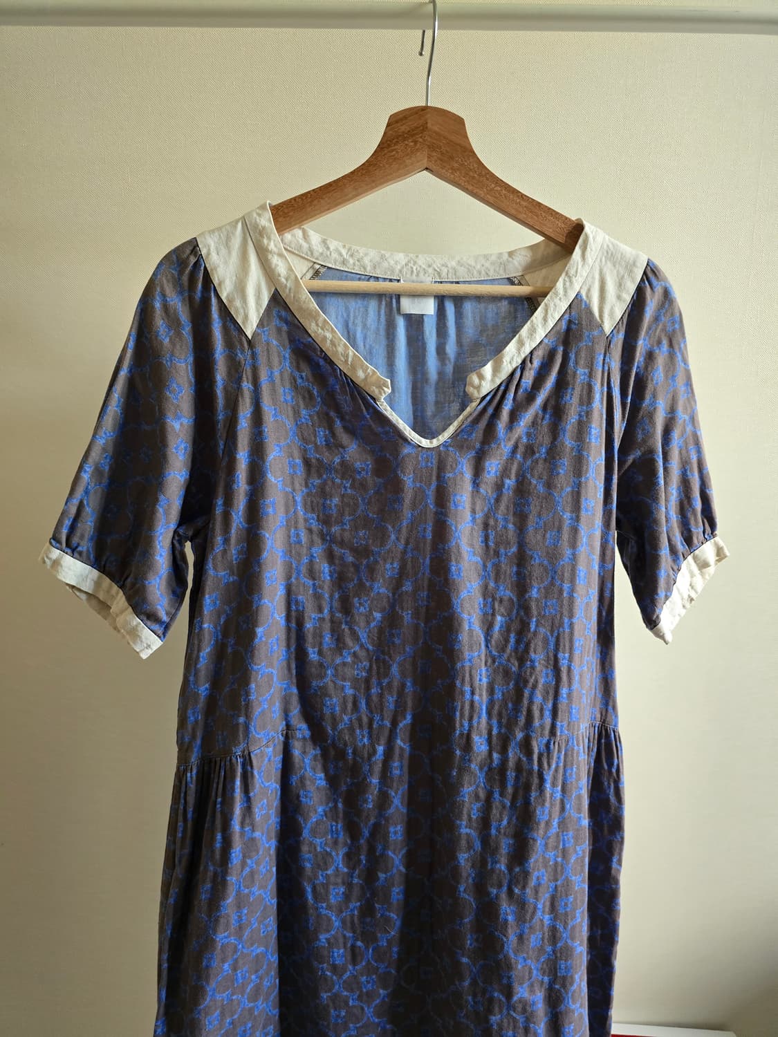 ​[Click pebble] 리넨 배색 거즈면 원피스 상품이미지2