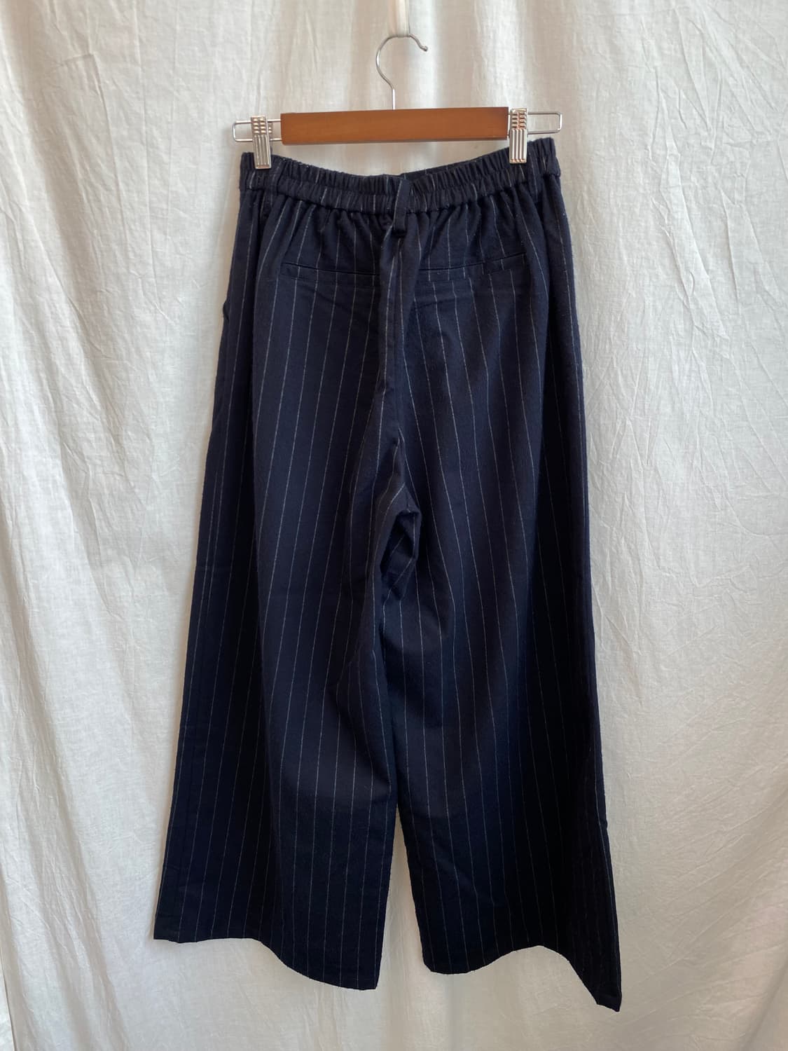 L'ESPOIR 핀스트라이프 네이비 밴딩 와이드팬츠(M) 상품이미지5