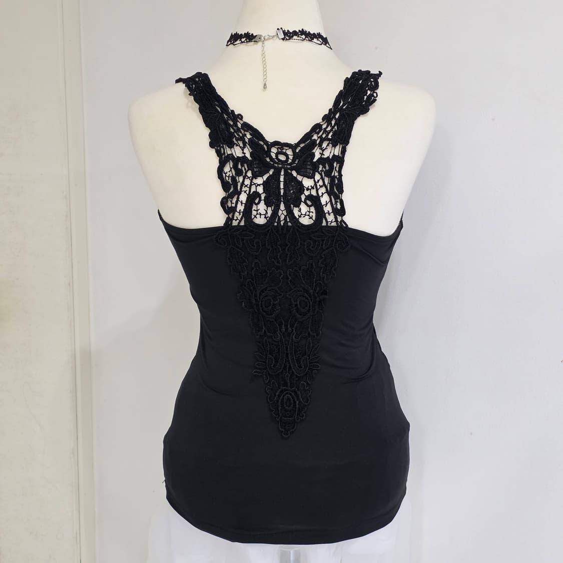 블랙오네갸루st 레이스 섹시 등트임 셔링 슬리브리스 상품이미지3