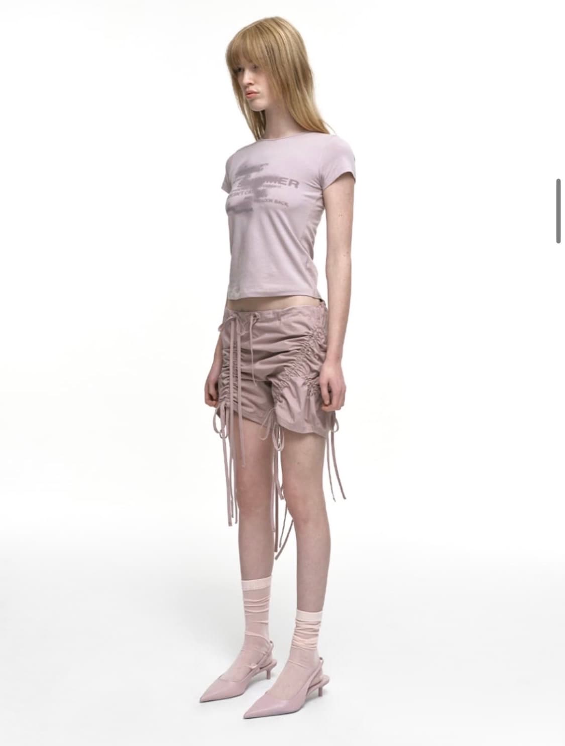 나체 STRAP SHIRRING SHORTS DUSTY PINK 상품이미지1