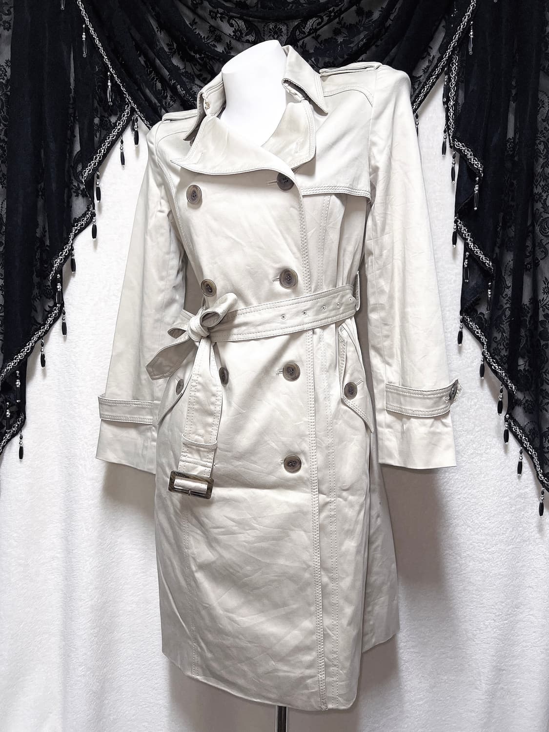 핑키앤다이안 로맨틱갸루 로걀 라떼 모카베이지 견장 트렌치코트 자켓 핀터 상품이미지5