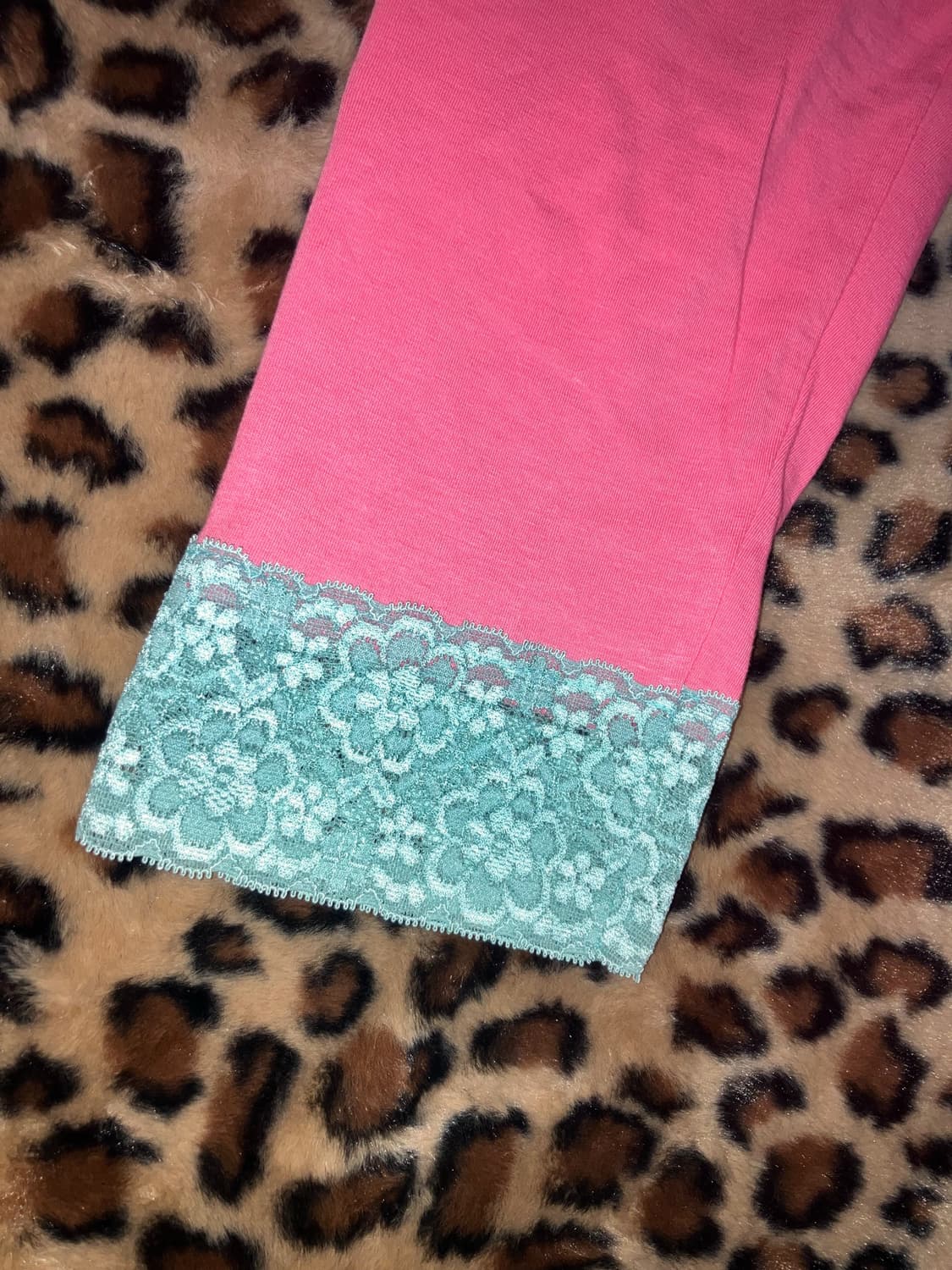 빈티지 민트 레이스 핑크 레깅스 상품이미지2
