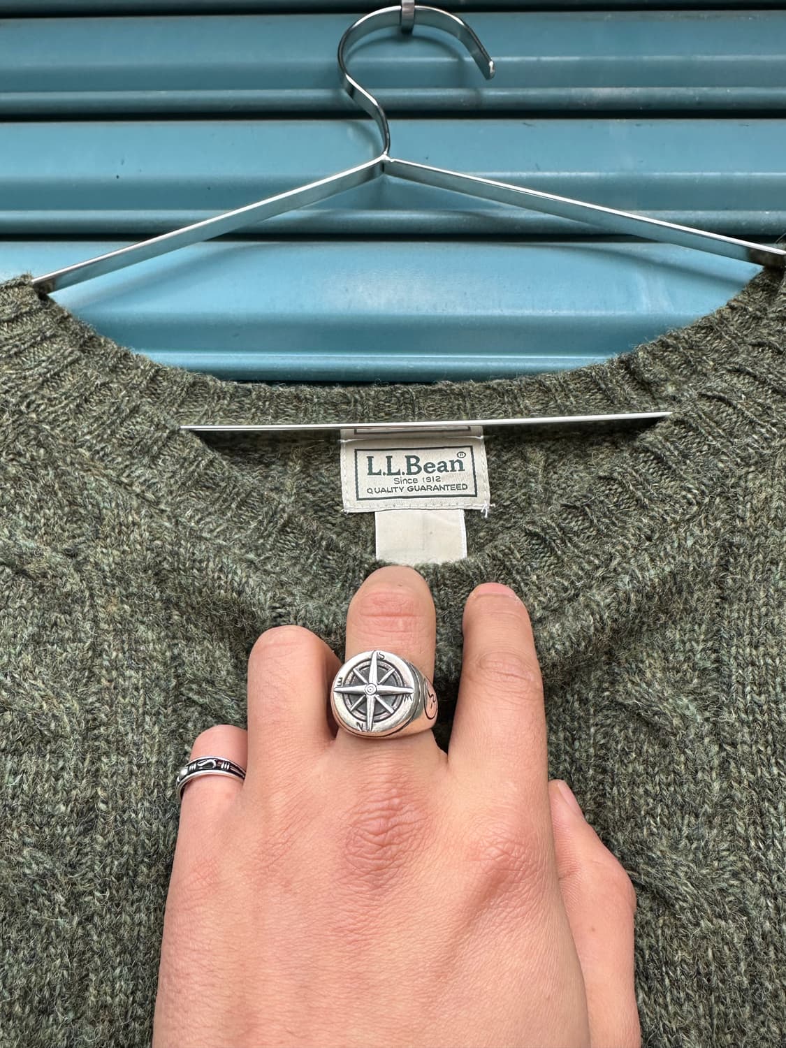 LL BEAN green material detail knitwear 상품이미지3