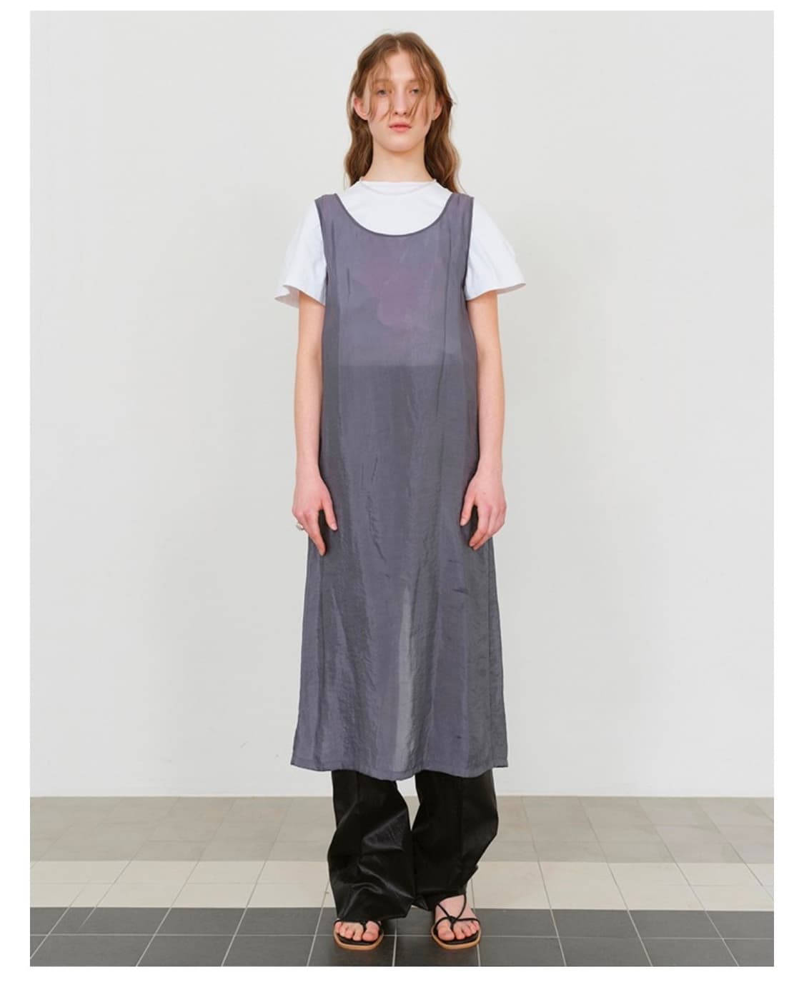 코스모스 실키 슬리브리스 드레스_그레이 상품이미지1