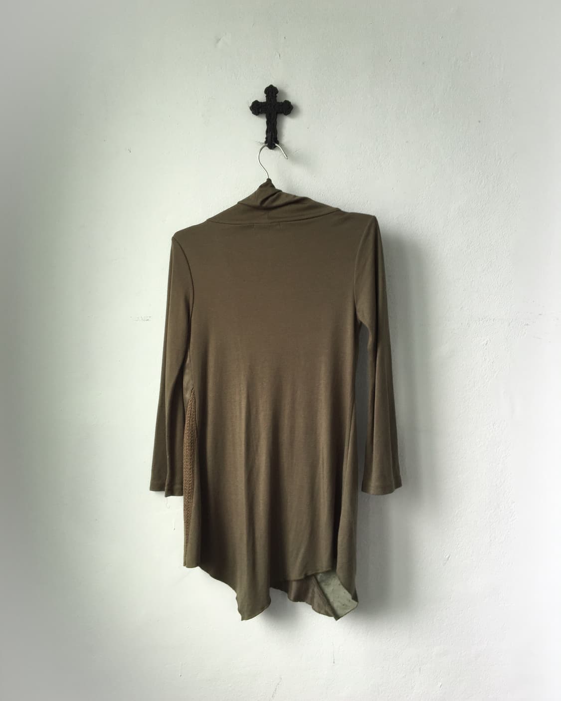 Patch work unbalanced high neck sleeve 상품이미지3