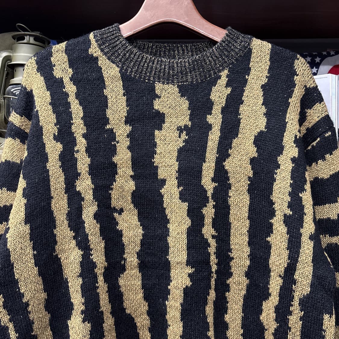 90s 빈티지 디스토션 지브라 자카드패턴 스웨터 N156 상품이미지3