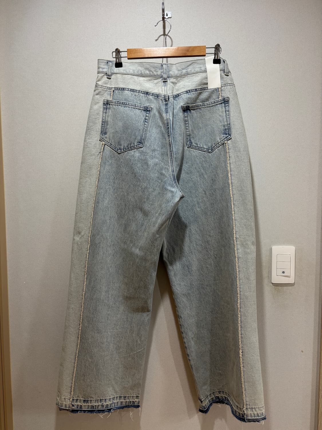 택포/52/S급) 노이어 로우컷 리워크 와이드 데님 팬츠 상품이미지3