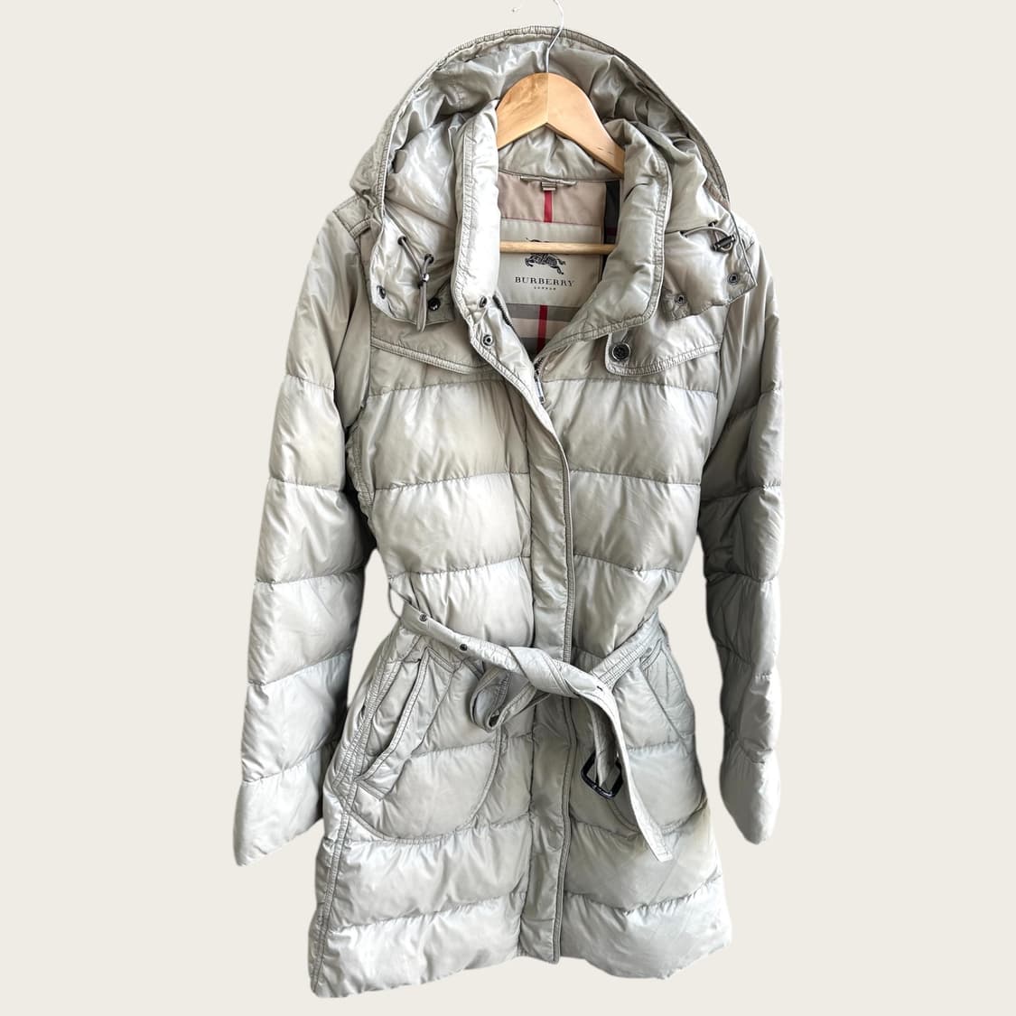 L/ 버버리 구스다운 벨티드 롱패딩 점퍼 상품이미지1