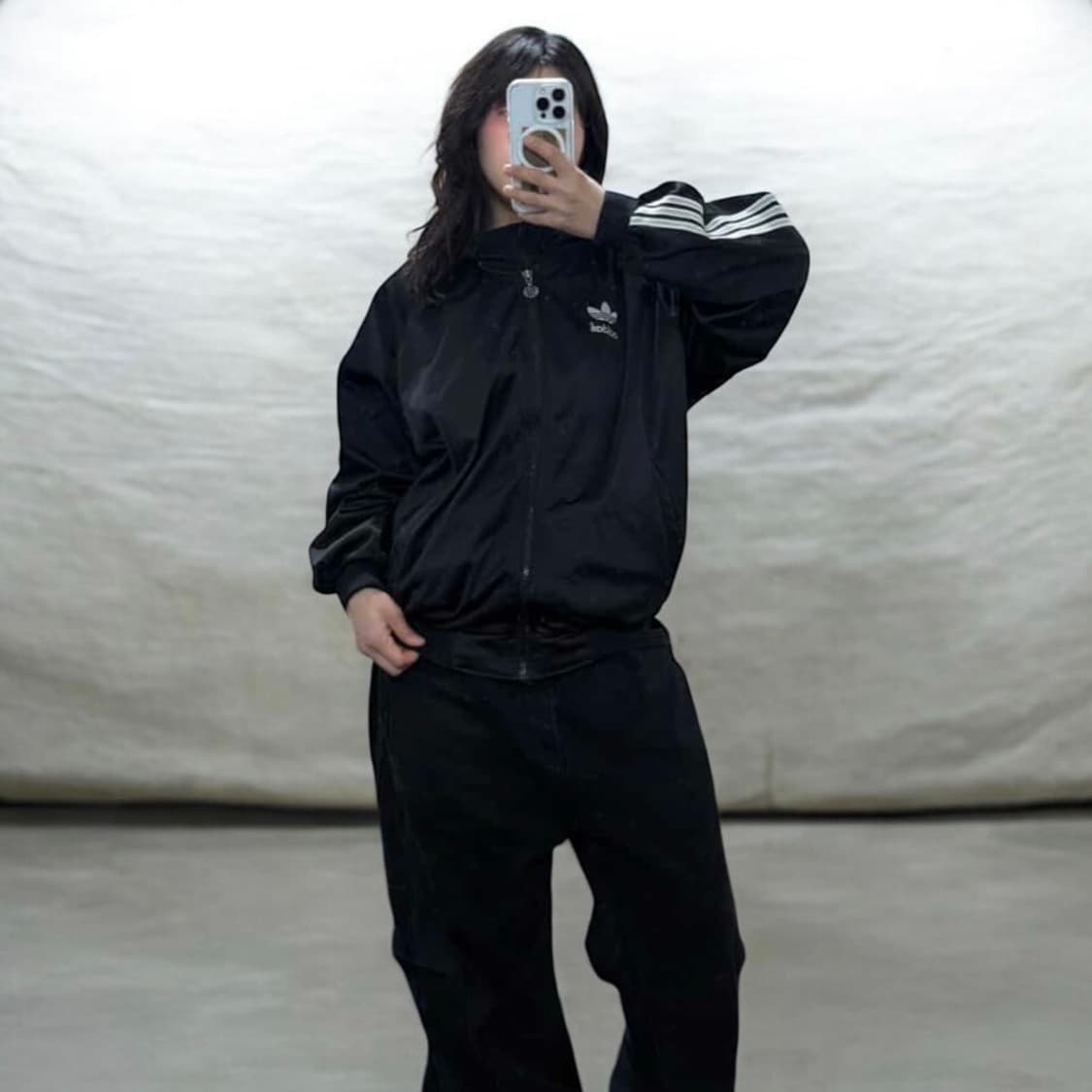 아디다스 트래포일 올드스쿨 빅로고 트랙탑 저지 블랙 상품이미지2