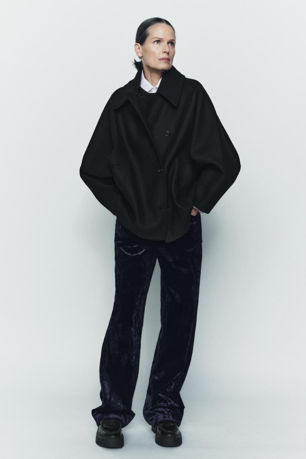 자라 우먼 ZW 컬렉션 만테코 울 숏 코트 상품이미지2