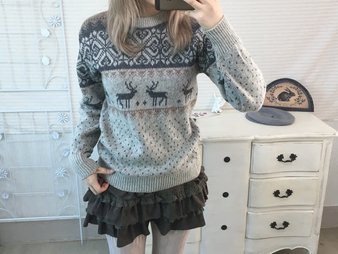 일본빈티지 노르딕 윈터 울 니트 상품이미지5