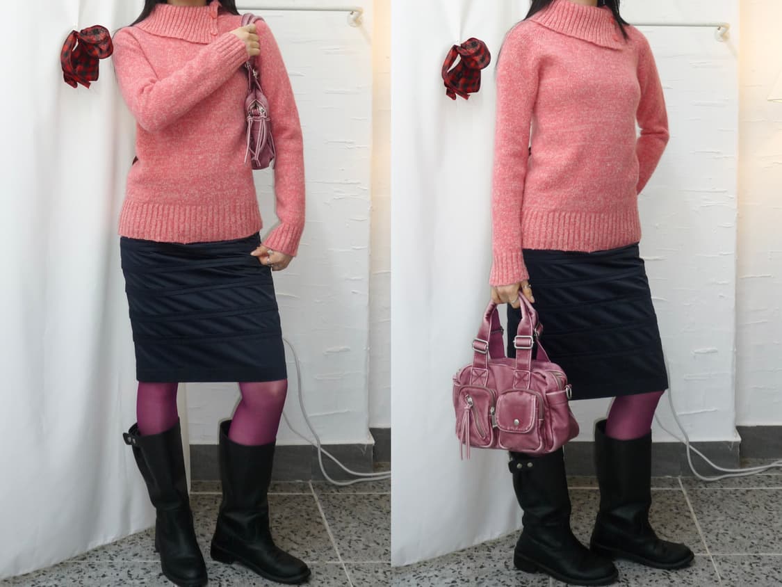 vivid pink high neck knit 상품이미지1
