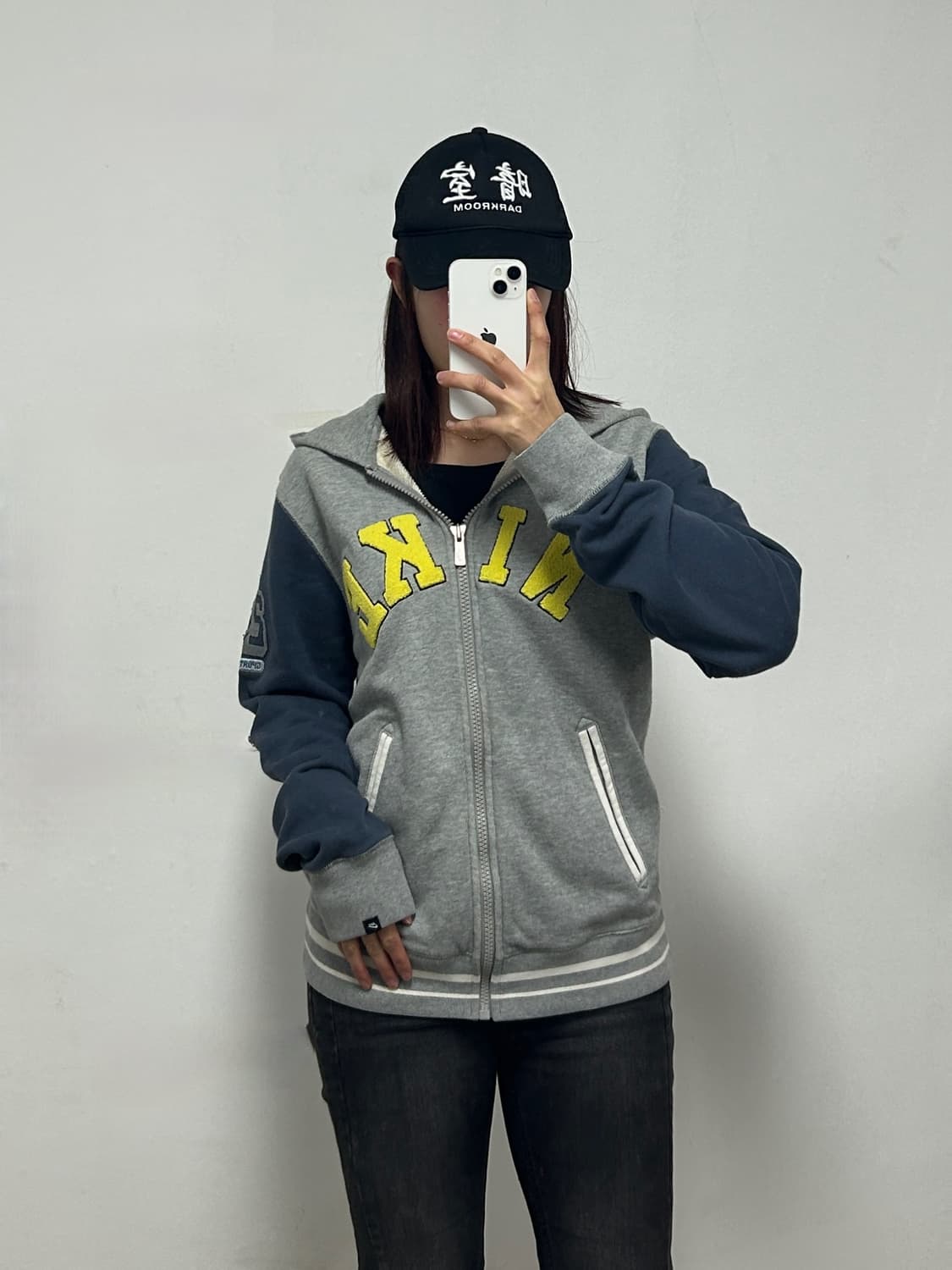 나이키 스펠아웃 로고 그레이 베이스볼 풀집업 후디 상품이미지1