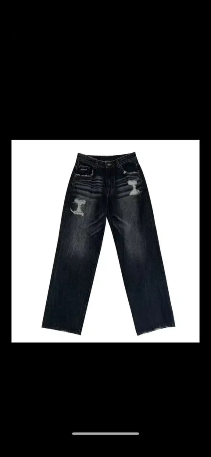 플리즈노팔로우 플노팔 워싱 데미지 와이드 데님 팬츠 빈티지블루  s 상품이미지1