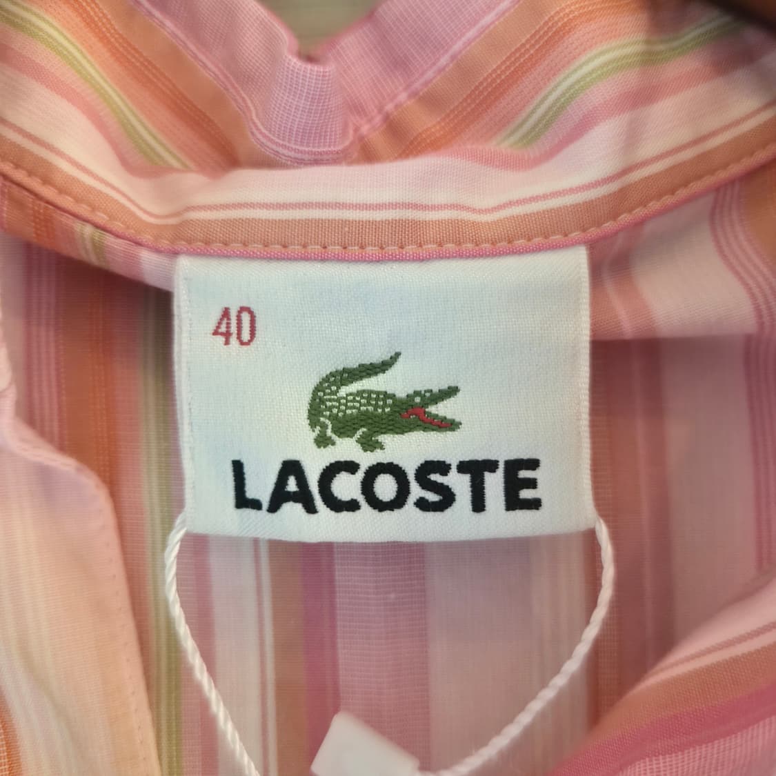 재팬 Lacoste 핑크 멀티 스트라이프 브이넥카라 셔츠 상품이미지9