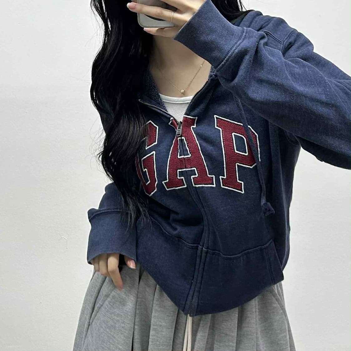 Gap 갭 네이비 빅로고 폭닥 스웻 후드집업 희귀져지(S) 상품이미지1