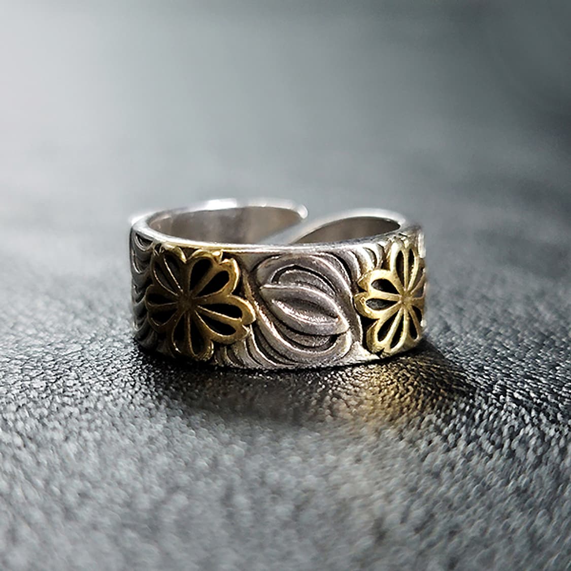 Avara 실버 남자 엔틱 빈티지 명품 고대 연꽃 반지 상품이미지1