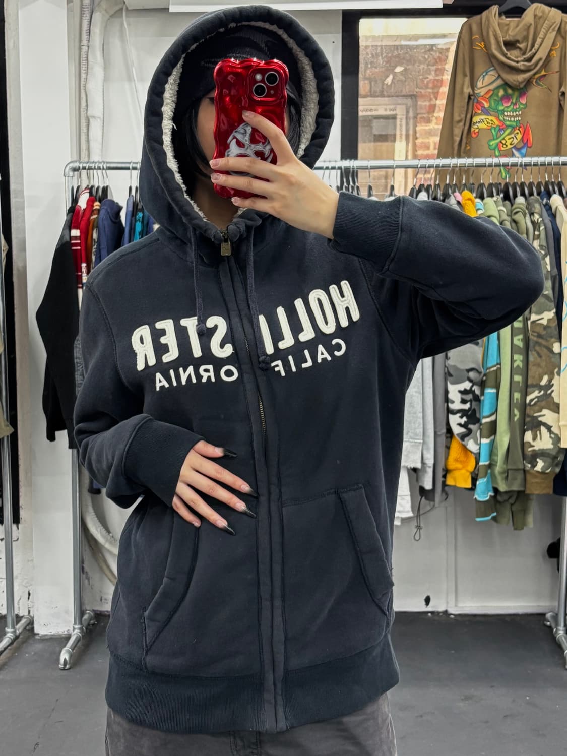 홀리스터 Y2K 블랙 후드집업 상품이미지3