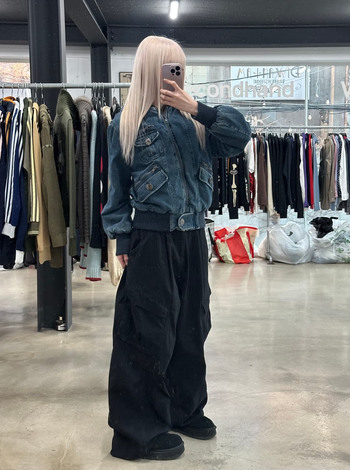 빈티지 JEAN KID 후드 퀄팅 데님 재킷 봄버 상품이미지2