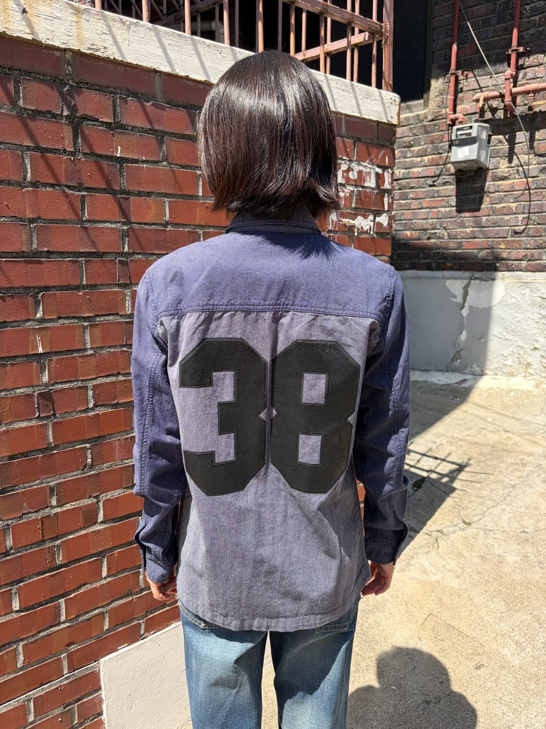 Guess 넘버링 스트라이프 데님 워크 자켓 M 상품이미지5