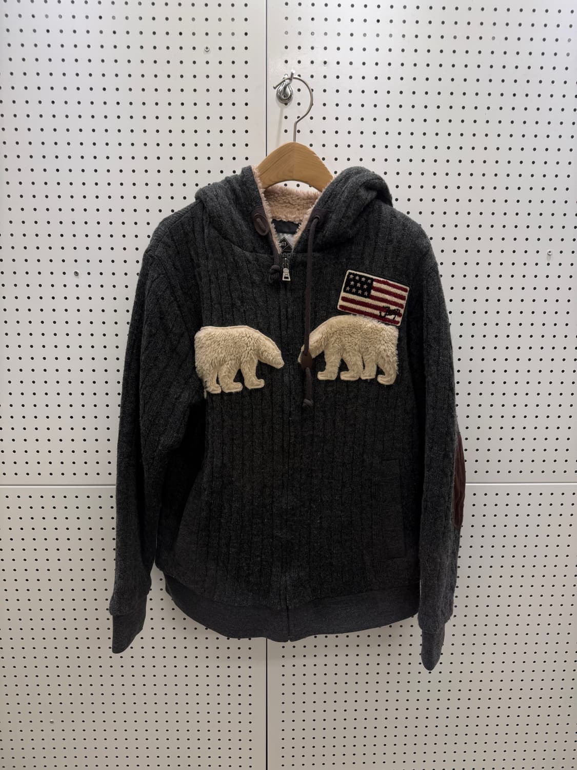 지프 곰 패치 양털 후드집업 U891 상품이미지2