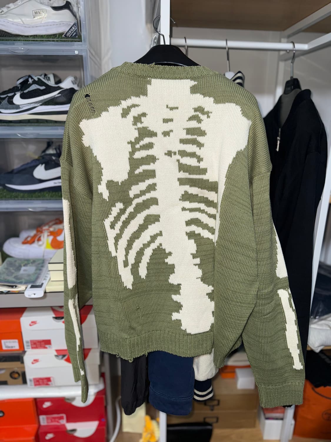 캐피탈 5G 코튼 본 크루넥 스웨터 카키 상품이미지2