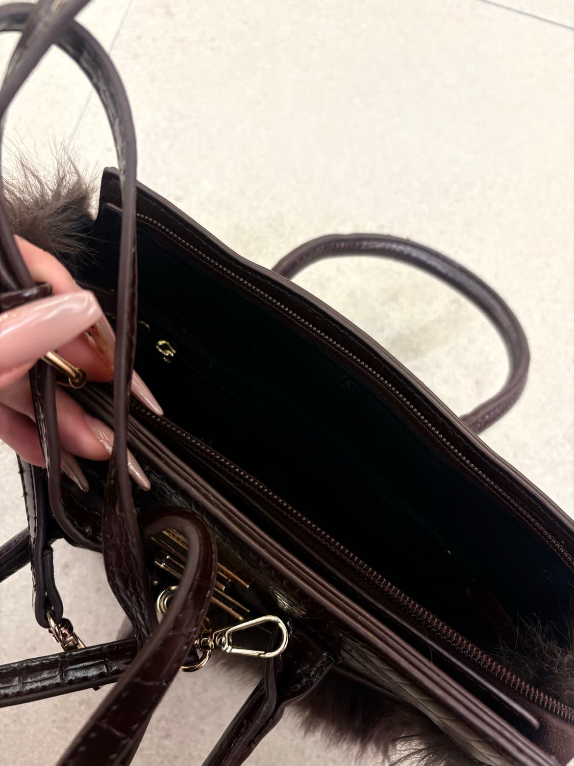 브라운 퍼 숄더백 상품이미지7