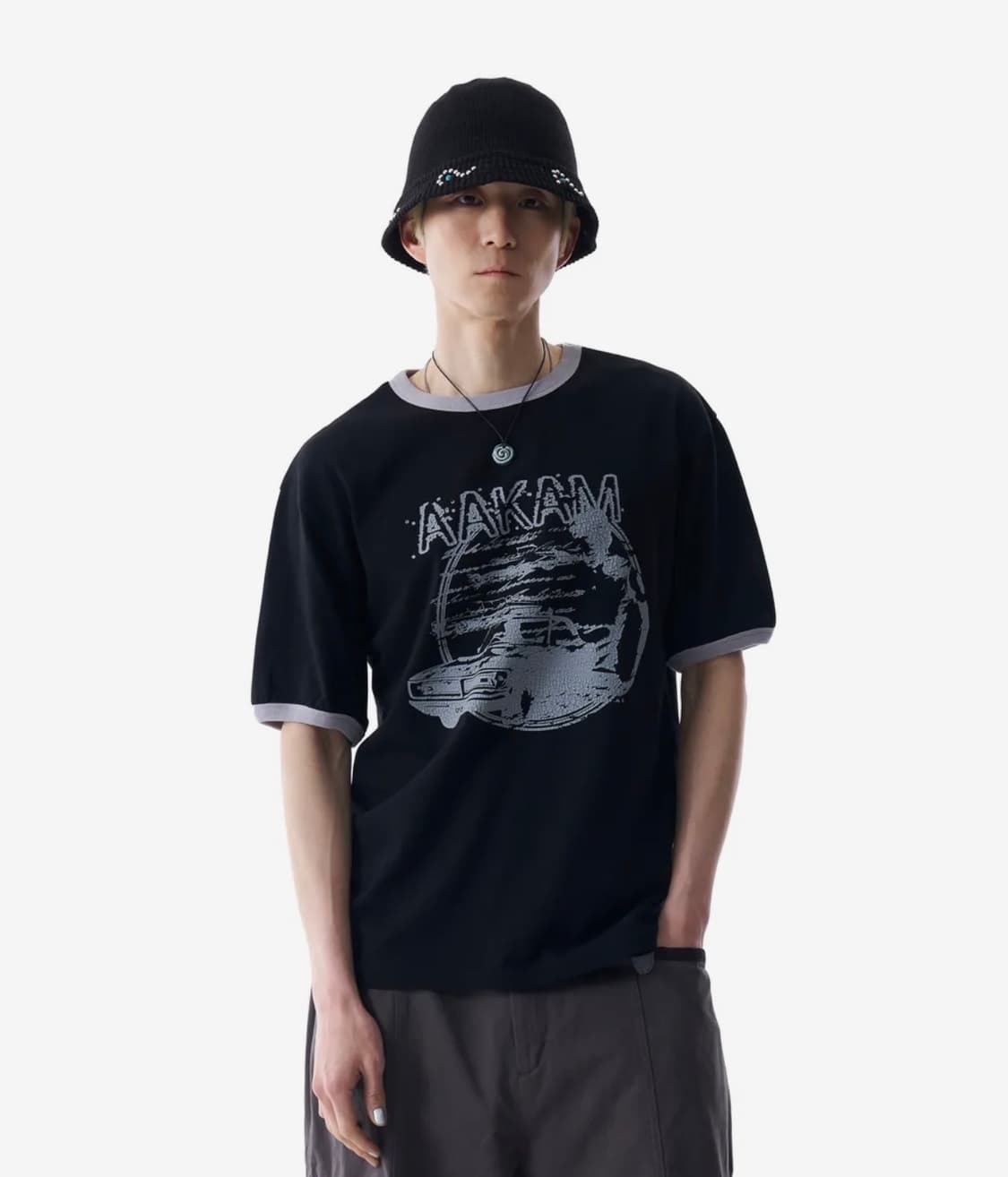 아캄 Cracked Car Ringer Top (Black) 상품이미지1