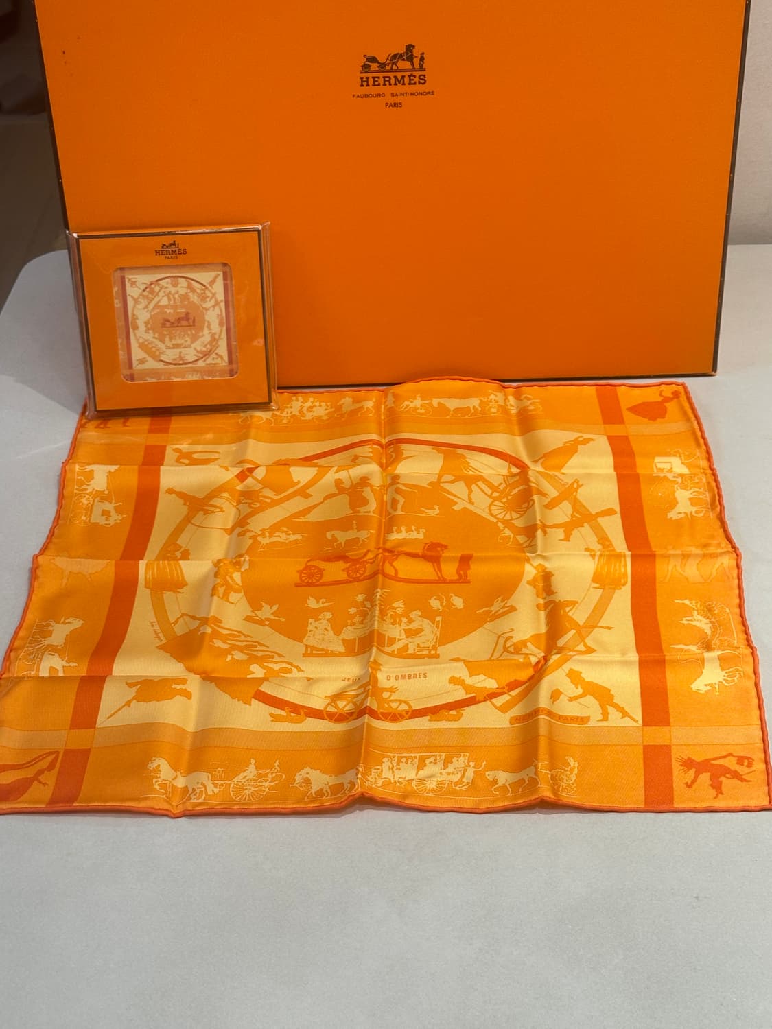 정품 에르메스 실크 스카프 오렌지 상품이미지2