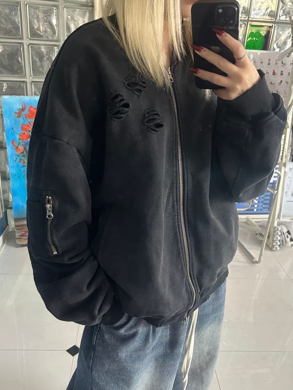 SWEAT BONE BOMBER JACKET 스웨트본 봄버 재킷 상품이미지1