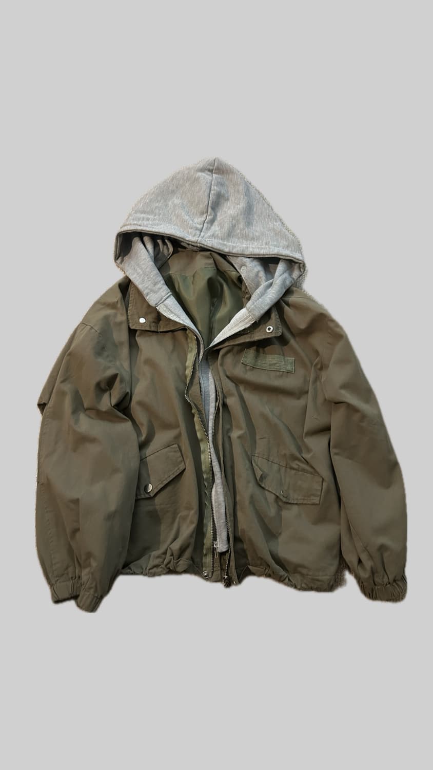 빈티지 카키 후드 야상 상품이미지1